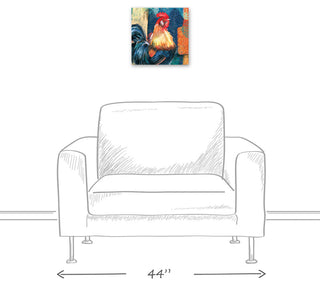 Vibrant Colorful Rooster 12x12 Canvas Wall Art
