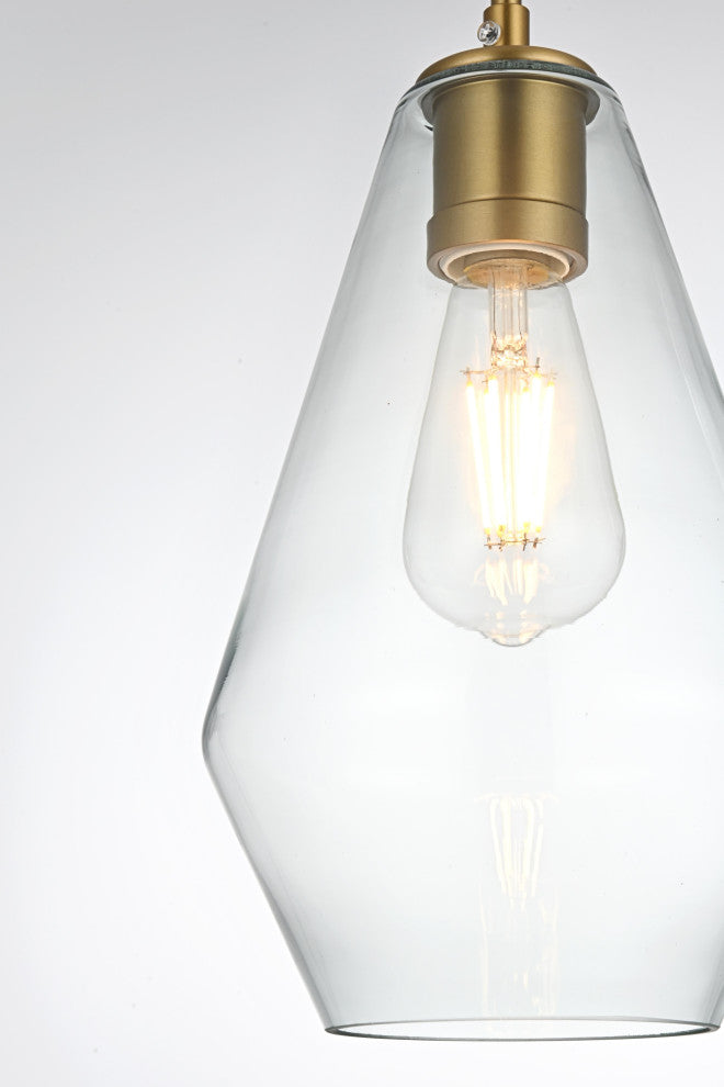 Home Living 7" Pendant Clear Shade, Satin Gold