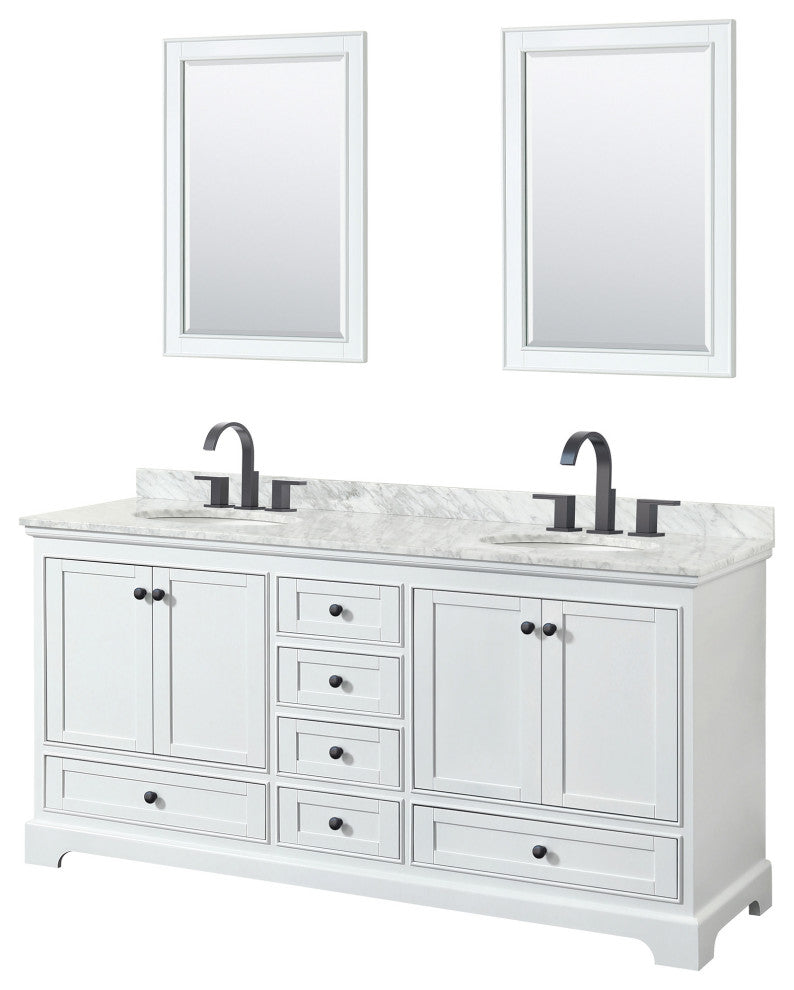 Wyndham Collection WCS202072DCMUNOM24 Deborah 72" - White / White Carrara