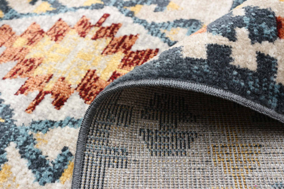 Aqua Mosaic Area Rug, Taupe/Copper, 2'6"x8'