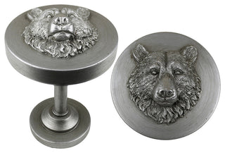 Bear Drapery Medallion Holdback, Pewter