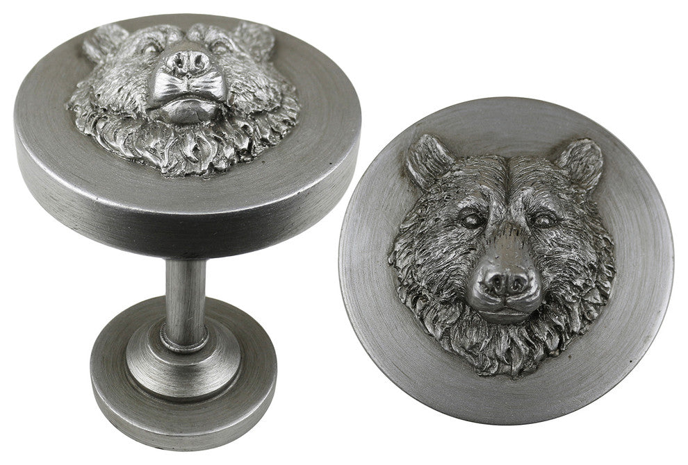 Bear Drapery Medallion Holdback, Pewter