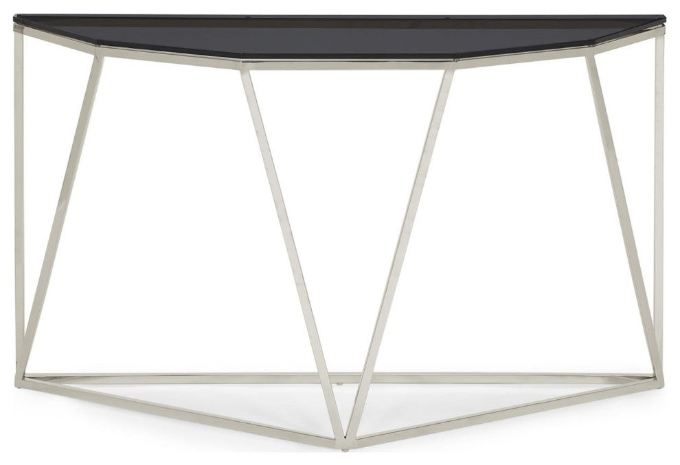 Modus Aria Smoked Glass and Polished Stainless Steel Console Tbl - Multi