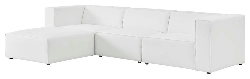 Sectional Sofa Set, Faux Vegan Leather, White, Modern, Living Lounge Hospitality