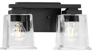 Gilmour Collection 2-Light Matte Black Clear Glass Bath Vanity Light