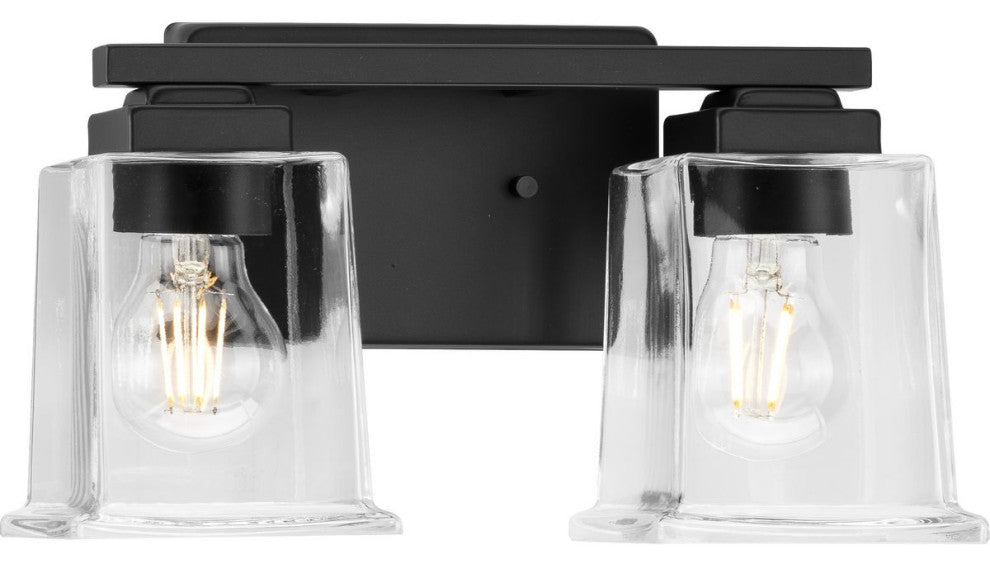 Gilmour Collection 2-Light Matte Black Clear Glass Bath Vanity Light