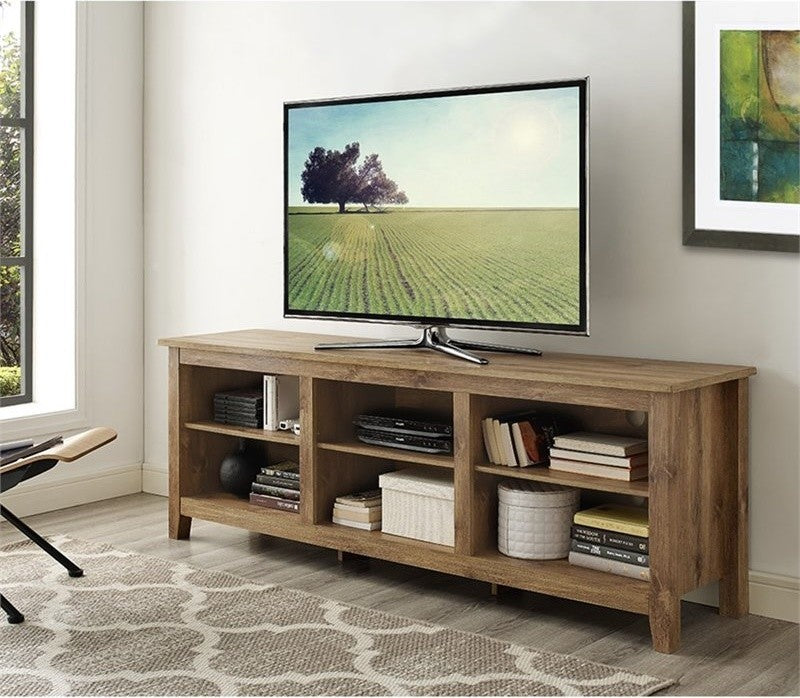 70" Wood Media TV Stand Storage Console, Barnwood