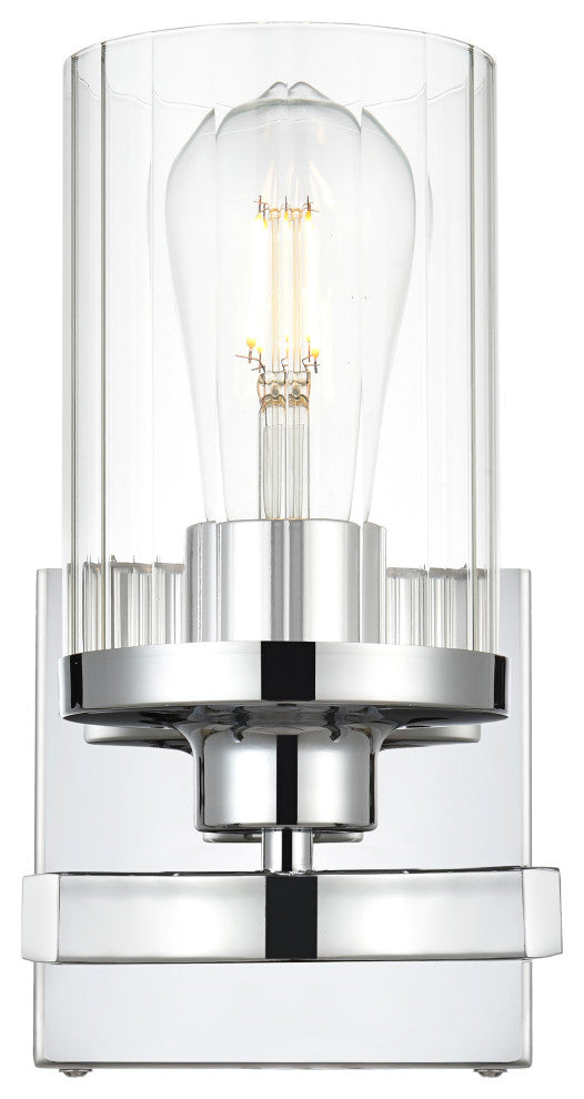 1 Light Chrome And Clear Bath Sconce