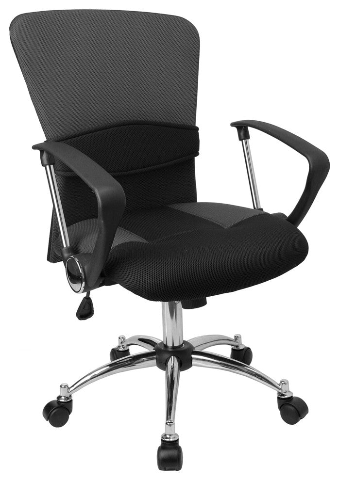 Mid-Back Gray Mesh Swivel Task Chair With Arms