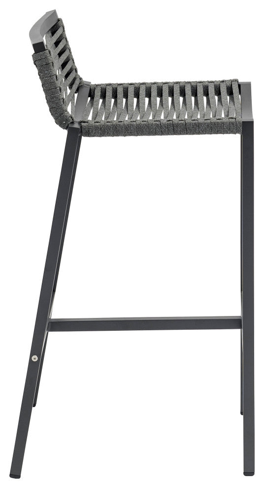 Maldives Rope Fabric Outdoor Patio Barstool (Set of 2), Grey