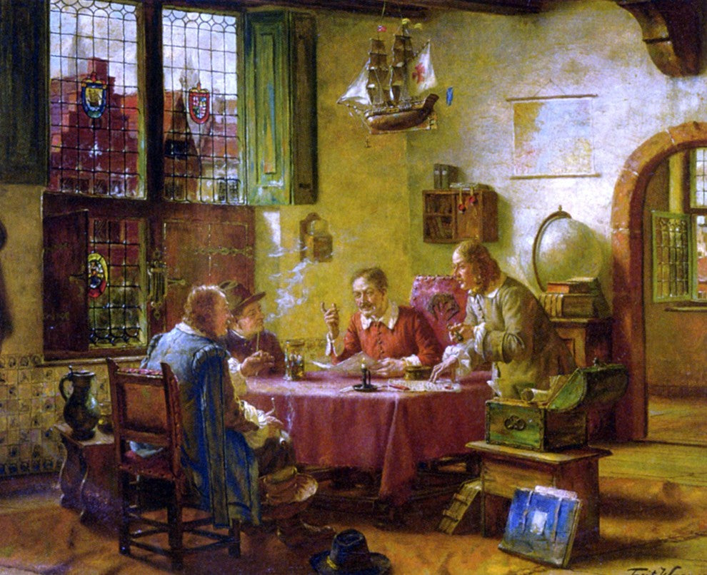 Fritz Wagner Figures in an Interior, 20"x25" Wall Decal