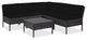 vidaXL 6-Piece Garden Lounge Set With Cushions Poly Rattan Black