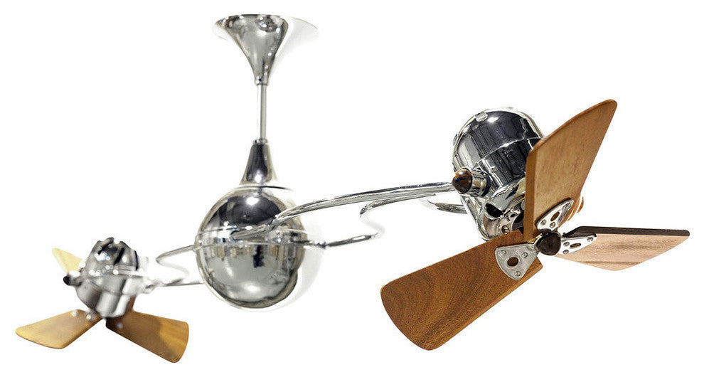 Italo Ventania Rotational Ceiling Fan With Mahogany Blades, Polished Chrome