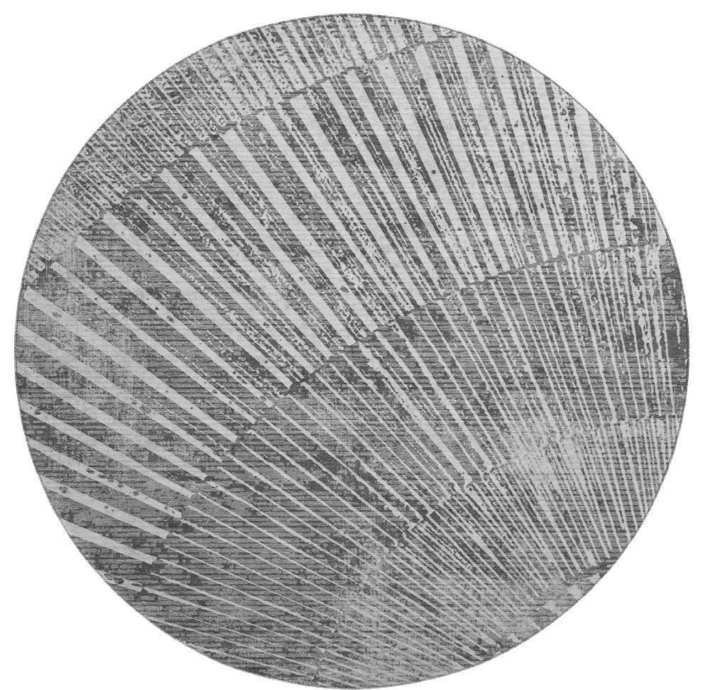Premium Machine Washable Mayfield AMF542 Gray 8' x 8' Round Rug