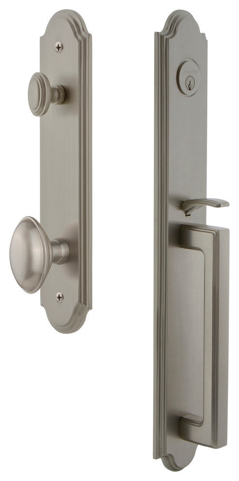 Arc 1-Piece Dummy Handleset, D Grip and Eden Prairie Knob, Satin Nickel, 848557