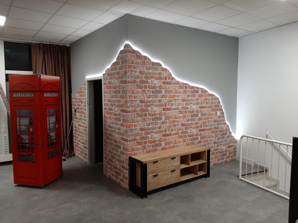 Faux Stone Bridge 3D Wall Panels, Red Brown, Sample 10x10"