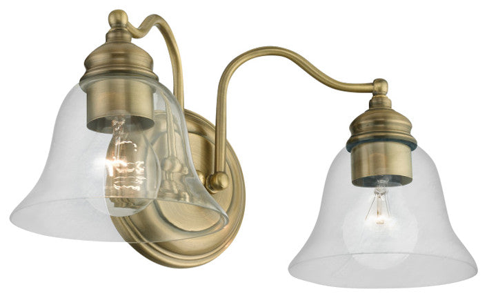 Moreland 2 Light Antique Brass Vanity Sconce