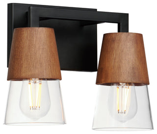 Maxim 21622CL Carpenter 2 Light 13"W Vanity Light - Walnut / Black
