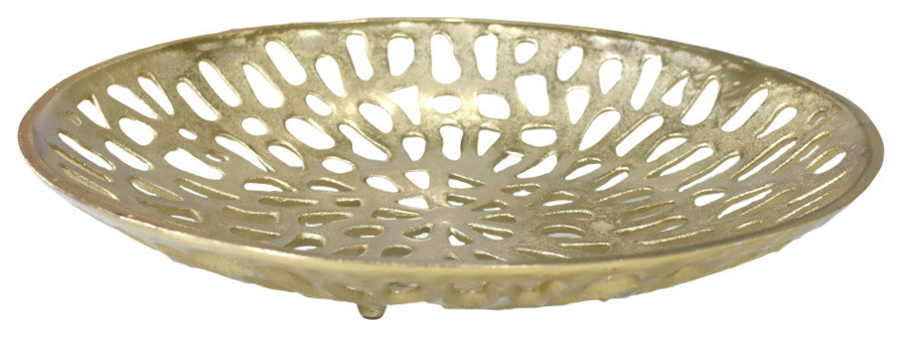 Handmade Decorative Aluminium Tray, Gold Color Coated