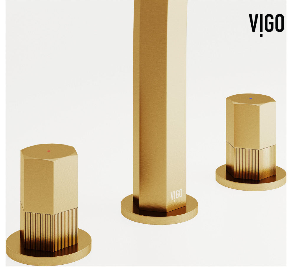 VIGO Hart 9" H 2-Handle Widespread Bathroom Faucet, Matte Brushed Gold