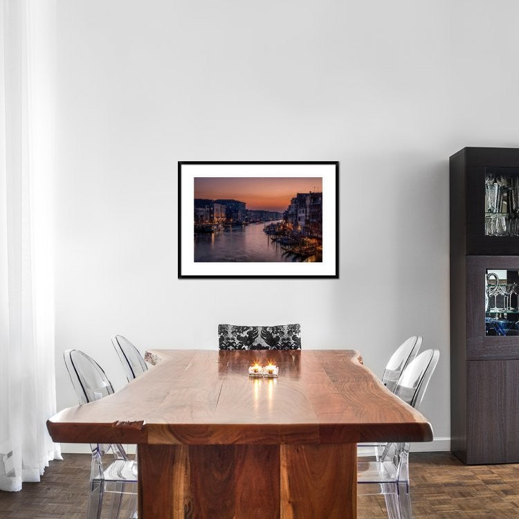 "Venice Grand Canal At Sunset" Framed Digital Print by Karen Deakin, 38"x28"