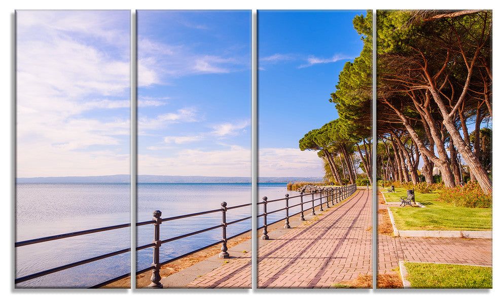 "Promenade and Pine Trees in Italy" Landscape Wall Art Print, 4 Panels, 48"x28"