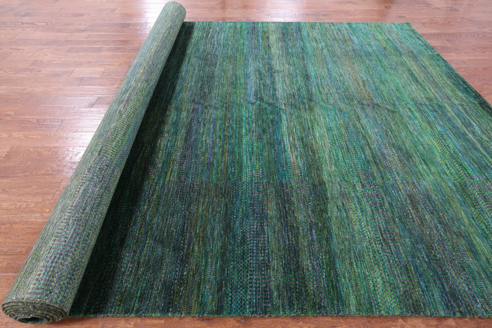 Wool and Silk Handmade Super Savannah Gabbeh Rug 8' 11" X 18' 8" Q6873