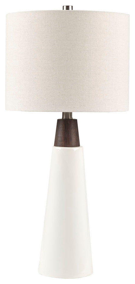 INK+IVY Tristan Triangular Ceramic and Wood Table Lamp