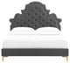 Tufted Platform Bed Frame, Queen Size, Velvet, Gray, Modern Contemporary