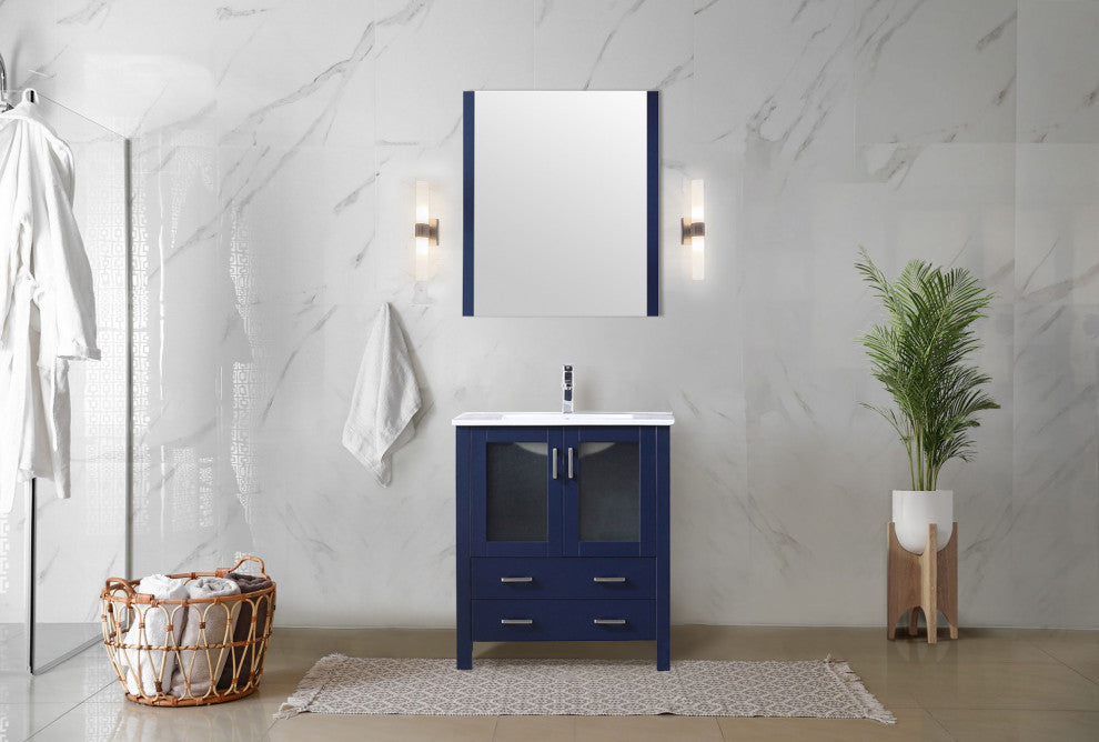 Volez Transitional Navy Blue 30" Single Vanity Set