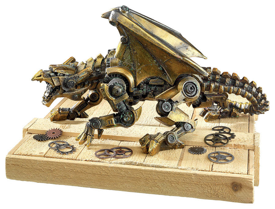 Steampunk Gothic Gear Dragon Statue