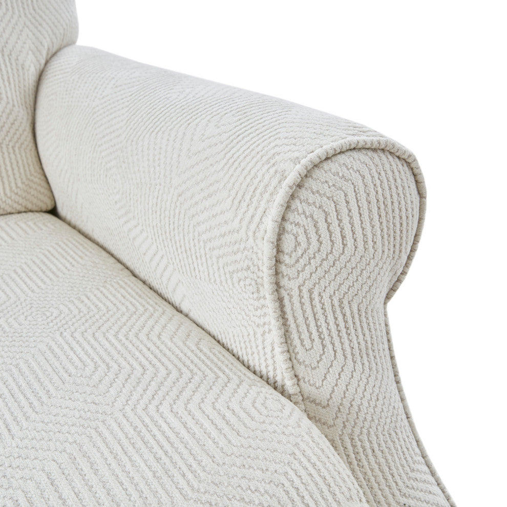 Madison Park Camel Oak Push Back Recliner, Patterned Ivory
