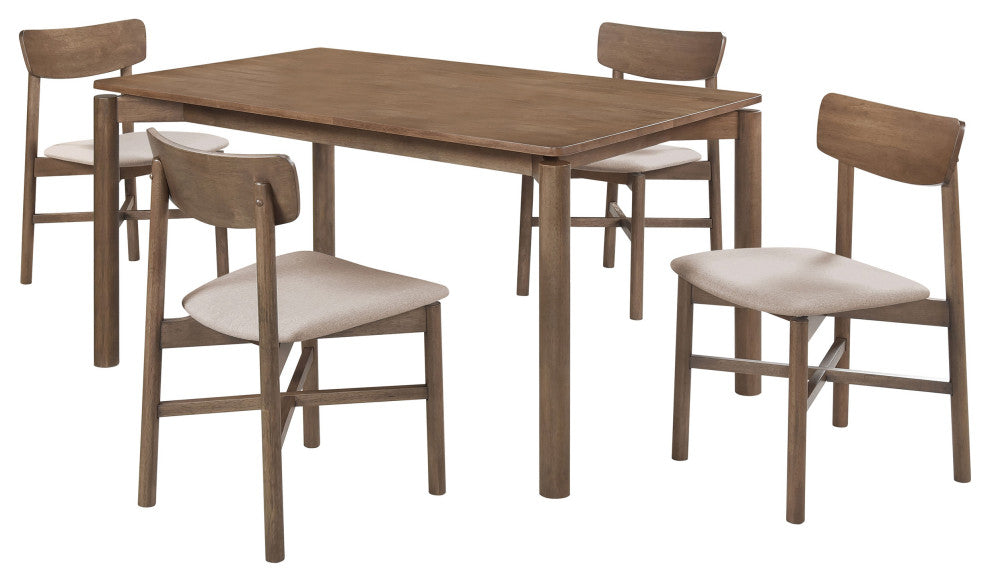 Parkridge 5-piece 59" Wood Dining Set Natural Walnut