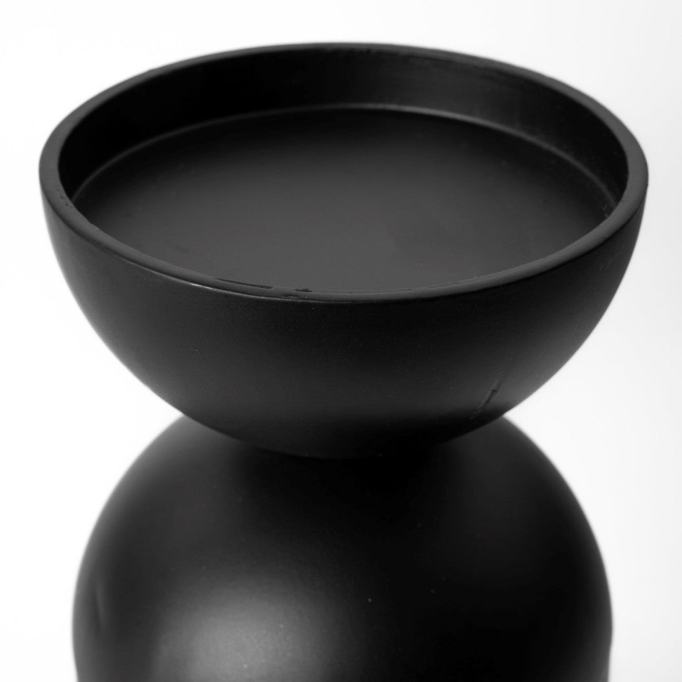 Alex Small Black Metal Cylindrical Table Candle Holder