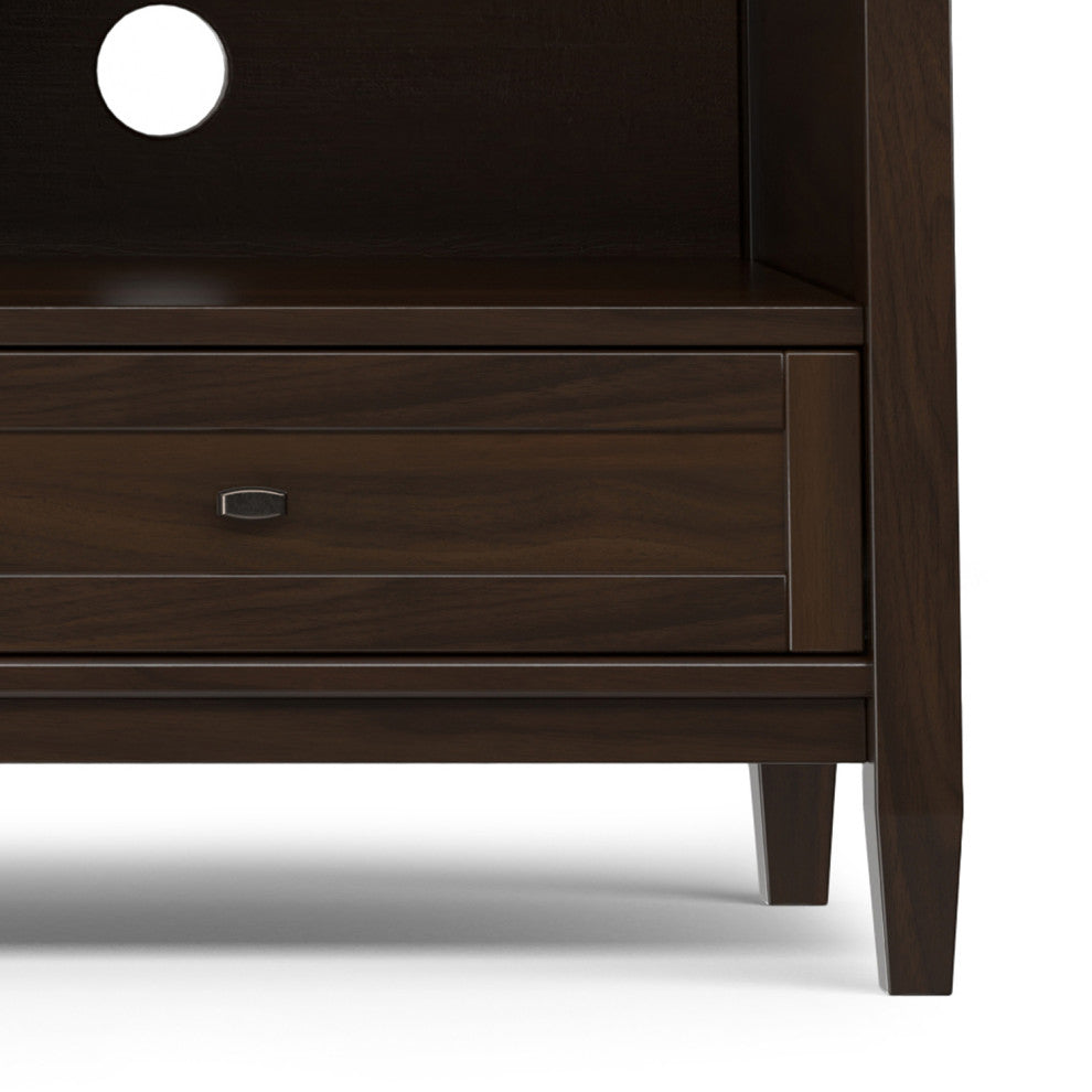 Warm Shaker SOLID WOOD 72" Low TV Media Stand For TVs up to 80", Tobacco Brown