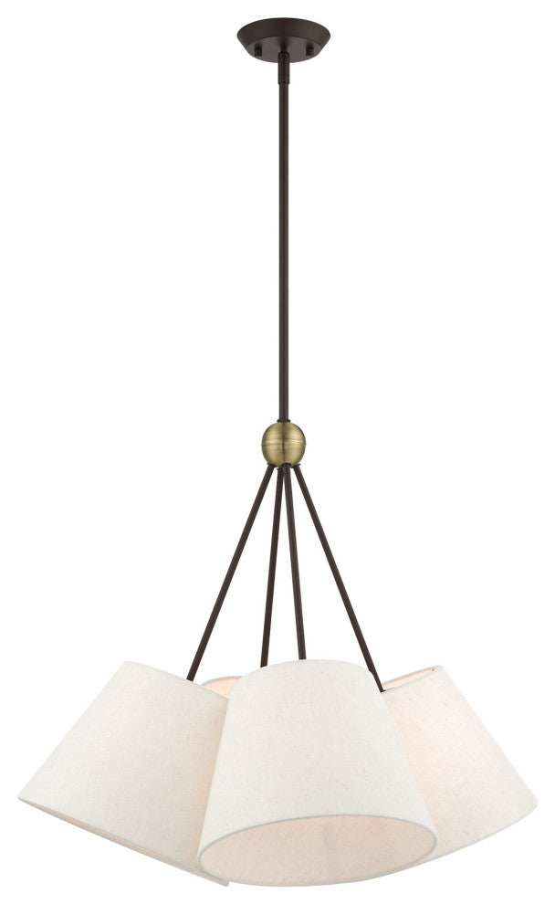 Livex Lighting Prato 4 Light Bronze With Antique Brass Accents Chandelier