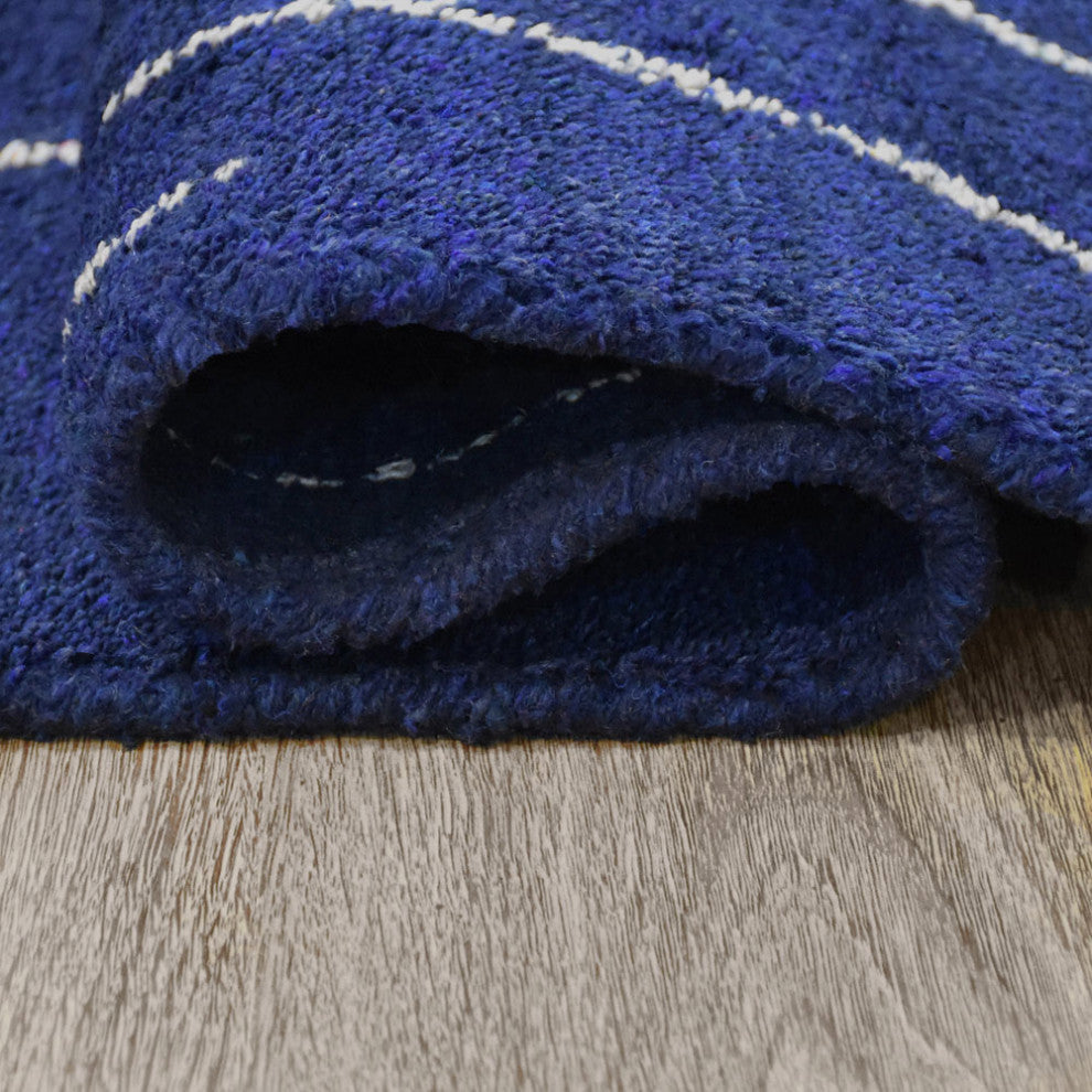 HAND KNOTTED LOOM SILK ECO-FRIENDLY RUGS-5'x8',Rectangle,Blue Beige,Contemporary