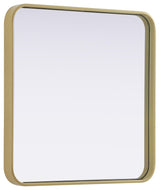 Home Living Contour Metal Square Mirror 24x24, Brass