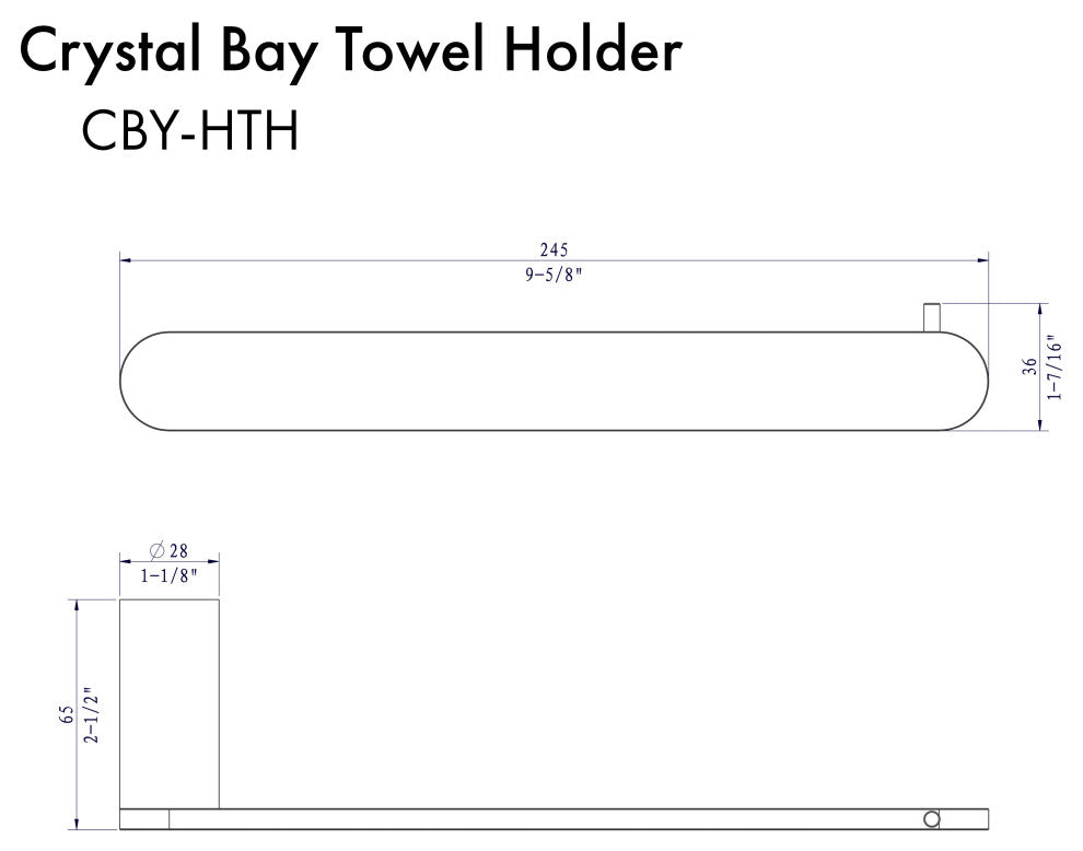 ZLINE Crystal Bay Towel Holder, Matte Black, CBY-HTH-MB