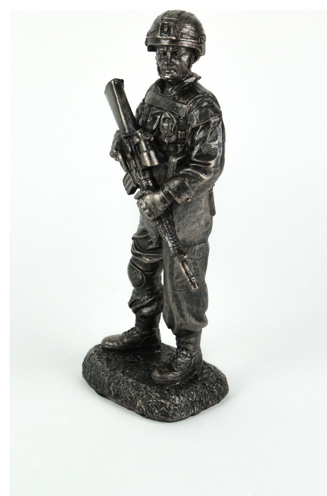 Battle Ready Military Soldier Veteran Tribute / Memorial Statue 10 Inches Tall