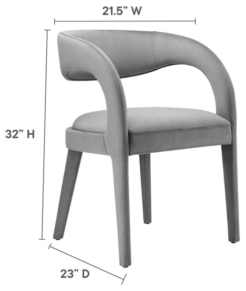 Pinnacle Performance Velvet Dining Chair Set of 2, Gray