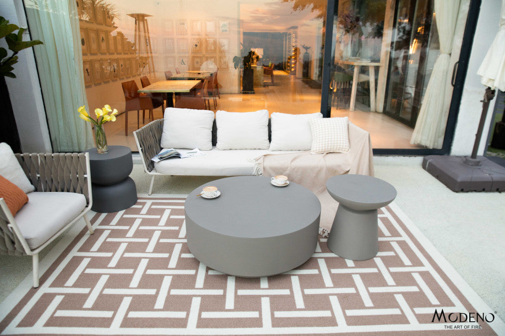 Rome 40" Round Concrete Coffee Table, Space Grey