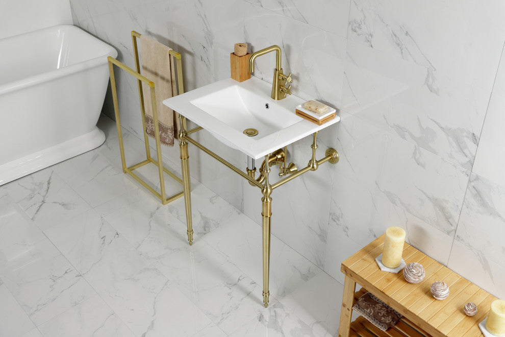 Fauceture KVPB24187W1BB 24" Console Sink, Legs, Single Hole