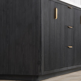 Vinnova Cadiz Bath Vanity, Composite Stone Top, Black, 60", No Mirror