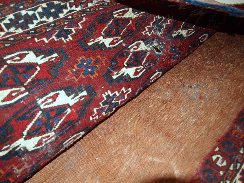 Handmade Antique Turkmen Yomud torba bag 2.2'x3.8', 70cmx118cm 1900s