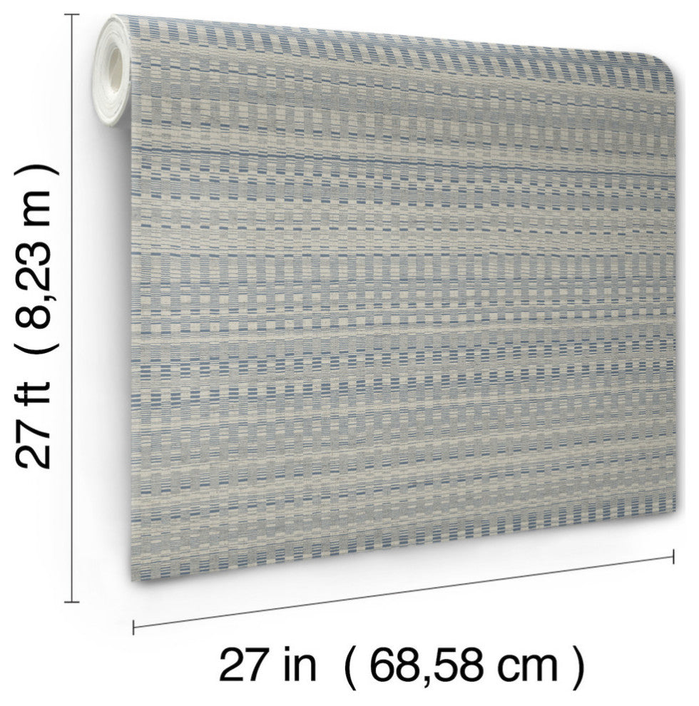 Navy Tapestry Stitch Wallpaper