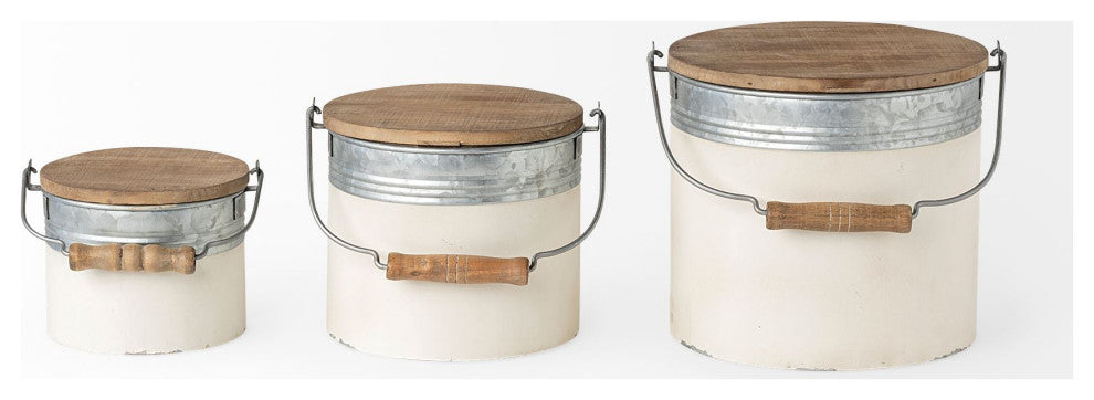 Alani, 3-Piece Set, White Metal Storage Boxes