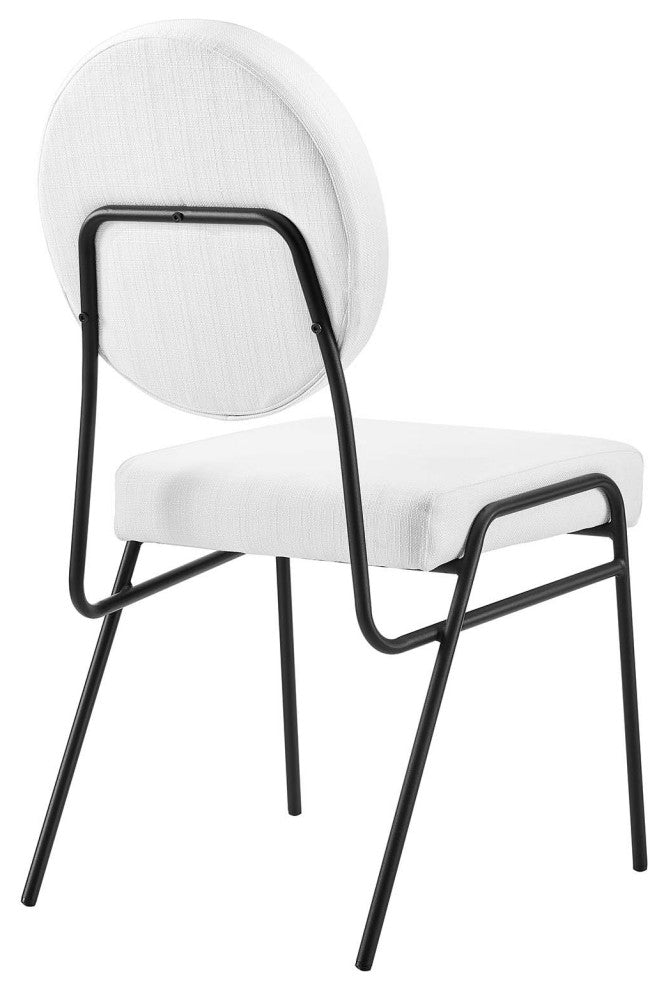 Craft Upholstered Fabric Dining Side Chairs, Set of 2, Black White