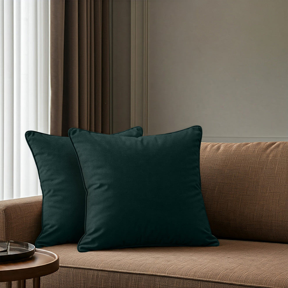 A1HC Soft Velvet Throw Pillow Covers Only, Set of 2, Forest Green, 22"x22"