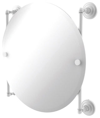 Que New Round Frameless Rail Mounted Mirror, Matte White